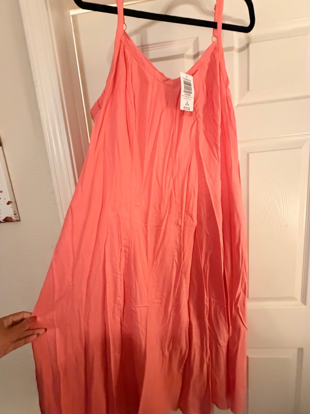 Torrid- Coral Spaghetti strap Bias-Cut Trapeze Dress